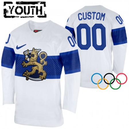 Dětské Hokejový Dres Finsko Personalizované 2022 Winter Olympics Bílý Authentic